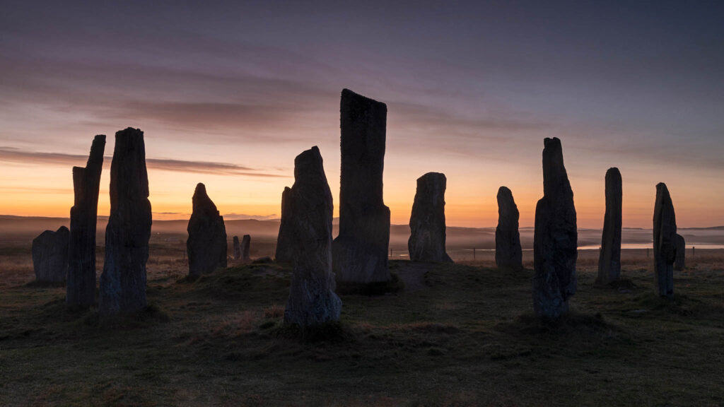 Callanish Stones on the west coast of the Isle of Lewis, Outer Hebrides, Scotland.