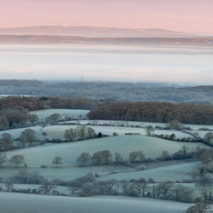 Looking towards the Surrey Hills in the South Downs National Park, England.