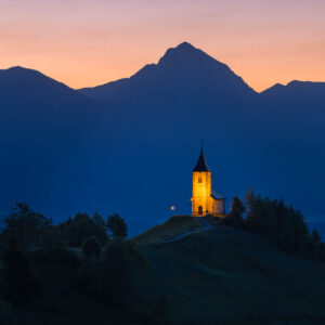 Jamnik Church at Sunrise, Slovenia.