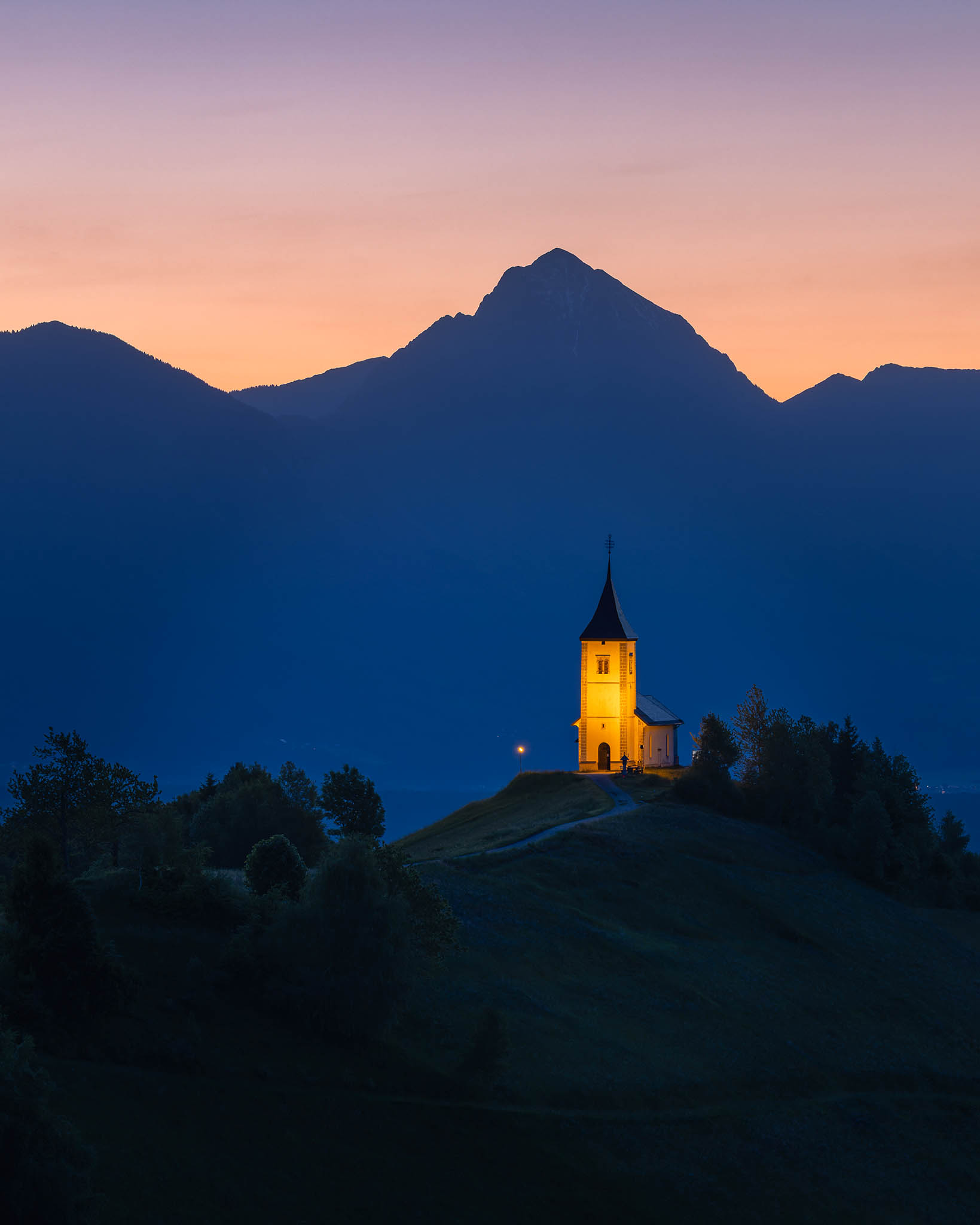 Jamnik Church at Sunrise, Slovenia.