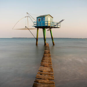 Morning at the Fishing Huts in Brittany, France.