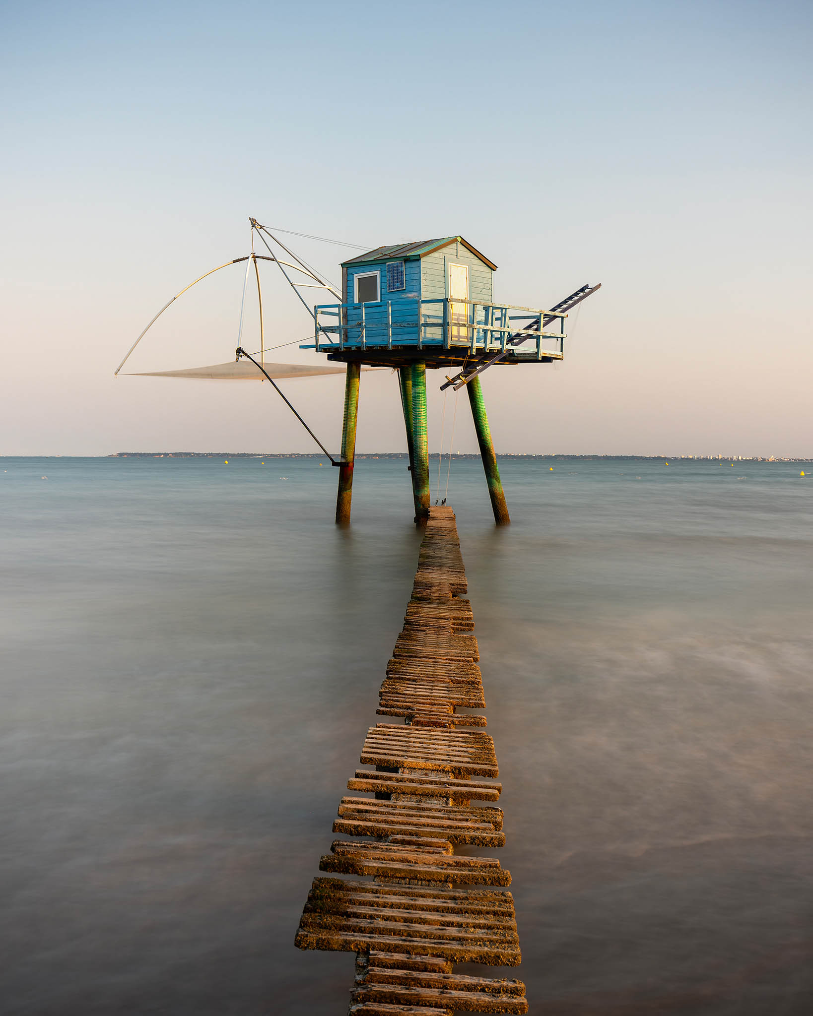 Morning at the Fishing Huts in Brittany, France.