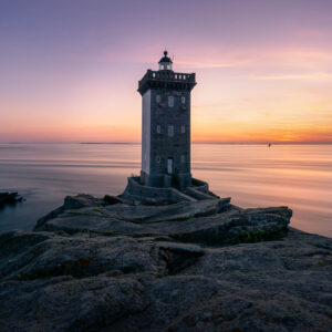 Sundown at Kermorvan Lighthouse, Brittany, France.